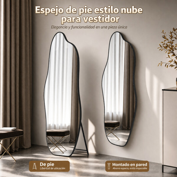 Espejo Irregular Pared Cuerpo Entero Fm02 50 X 160 Cm NEGRO