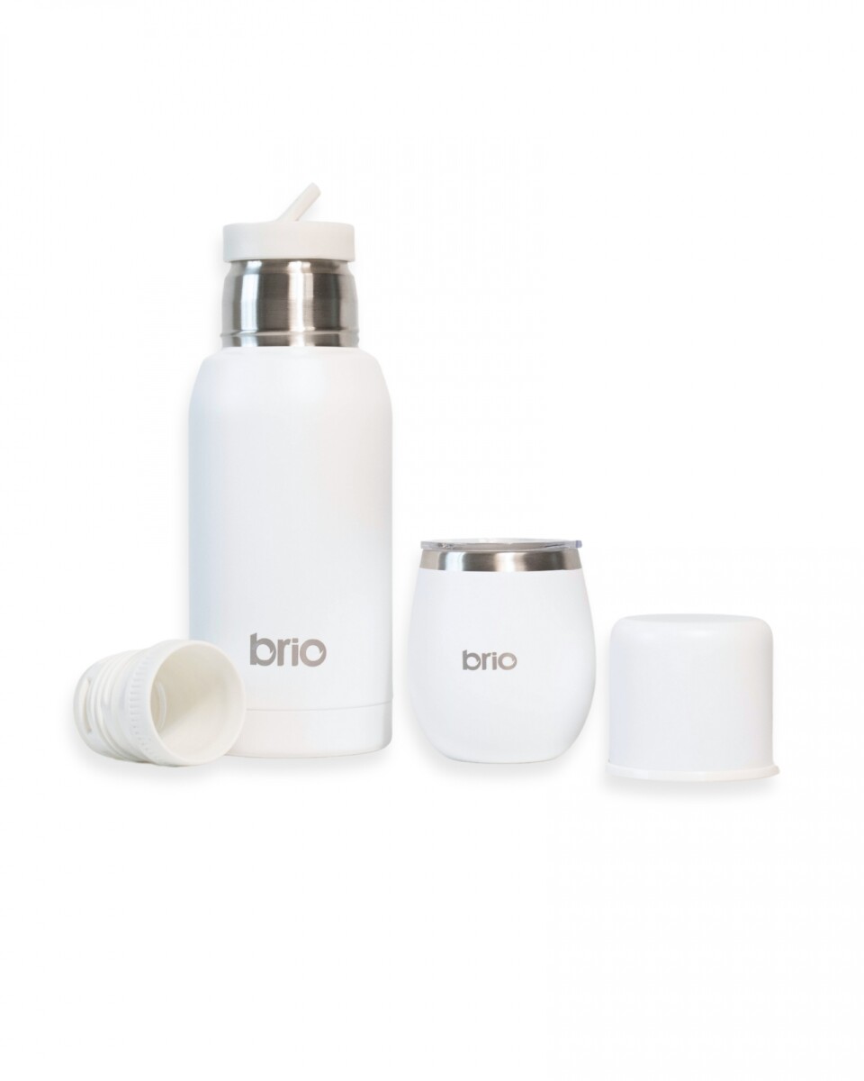 Set De Termo 750 Ml Y Mate Con Tapa brio Acero Inox - Blanco 