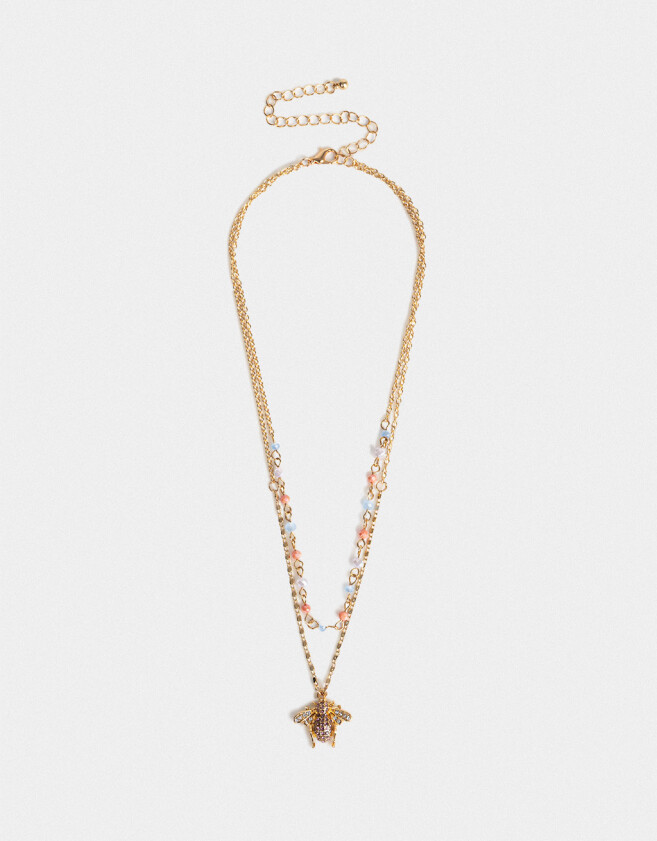 Collares Cortos Con strass multicolor Collar Corto Dije Abeja Strass - Dorado