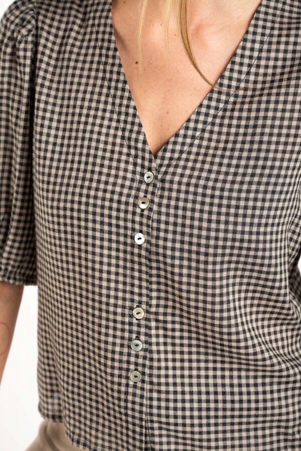 Blusa Gingham Negro