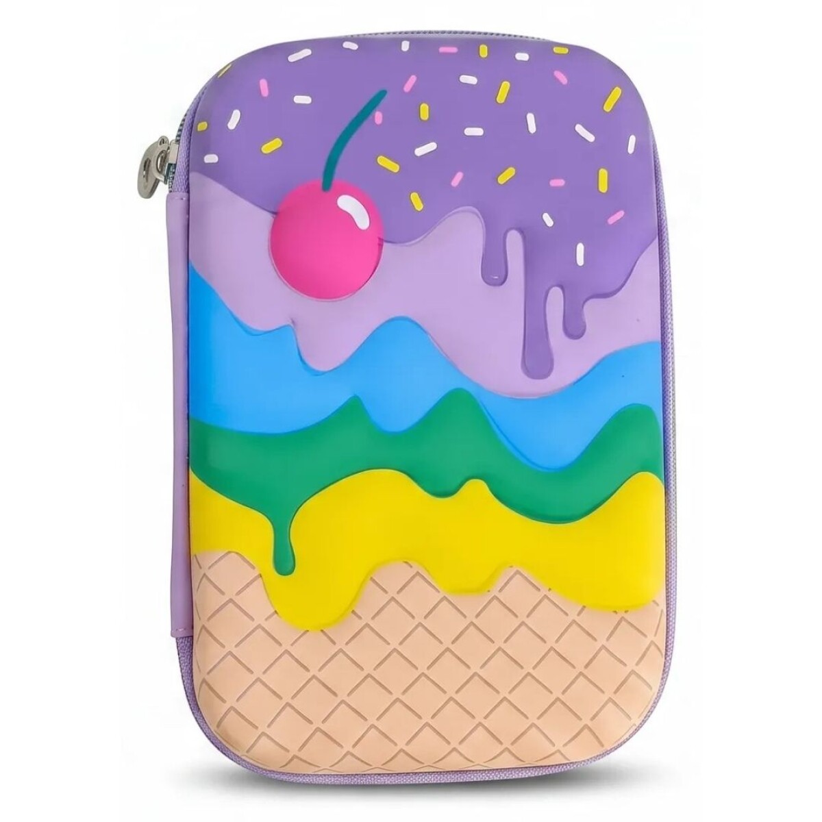 Cartucheras Escolares 1piso estampados 3D Niña - HELADO LILA 