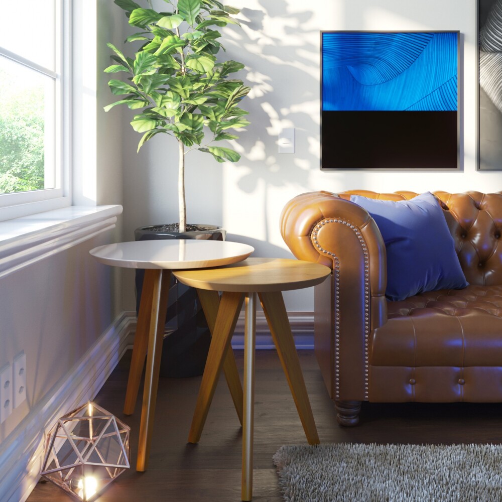 Mesa Lateral Classic - Conjunto - Línea Manhattan Blanco/Natural