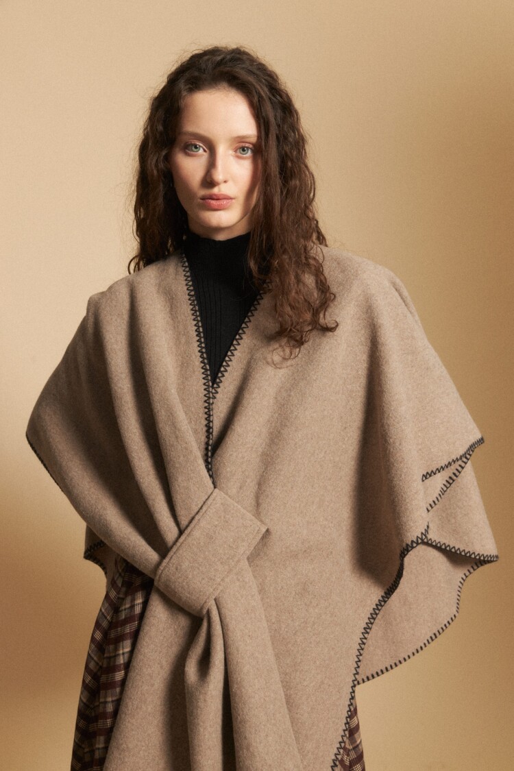 PONCHO MECHA Beige