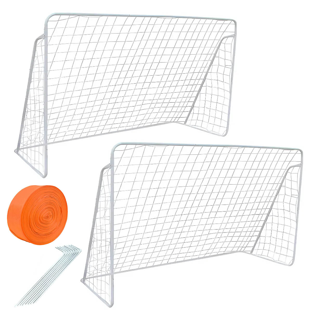 Set X2 Arcos Fútbol Metal 150x100 + Red + 8 Estacas 