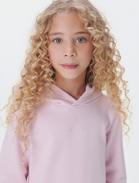 BUZO BÁSICO INFANTIL CON CAPUCHA ROSA