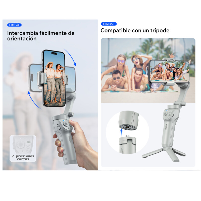 Estabilizador Gimbal 360 IA seguimiento facial automático 3 ejes Sin Color
