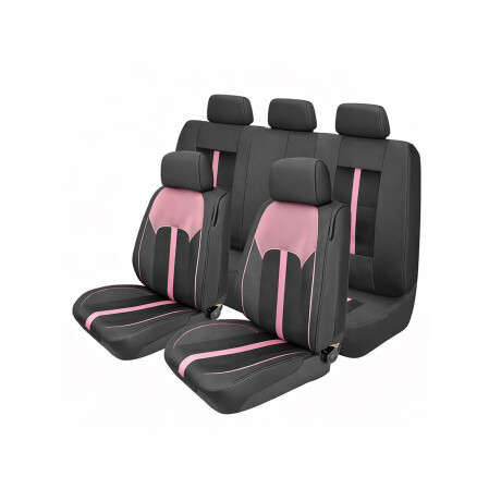 Cubreasientos Eco Cuero Negro Con Detalles Rosas 13 Piezas Cubreasientos Eco Cuero Negro Con Detalles Rosas 13 Piezas