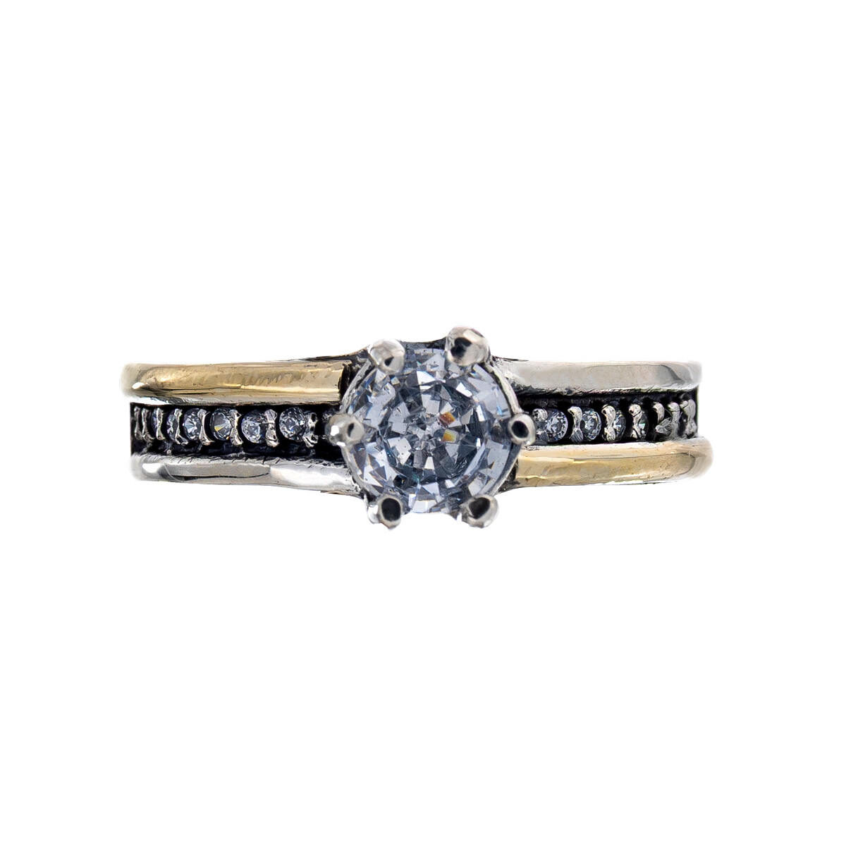 Anillo de Plata 925, Double y circonias 