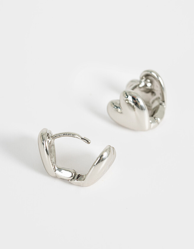 Aros Pasantes Con corazón Aros Doble Corazón - Plateado