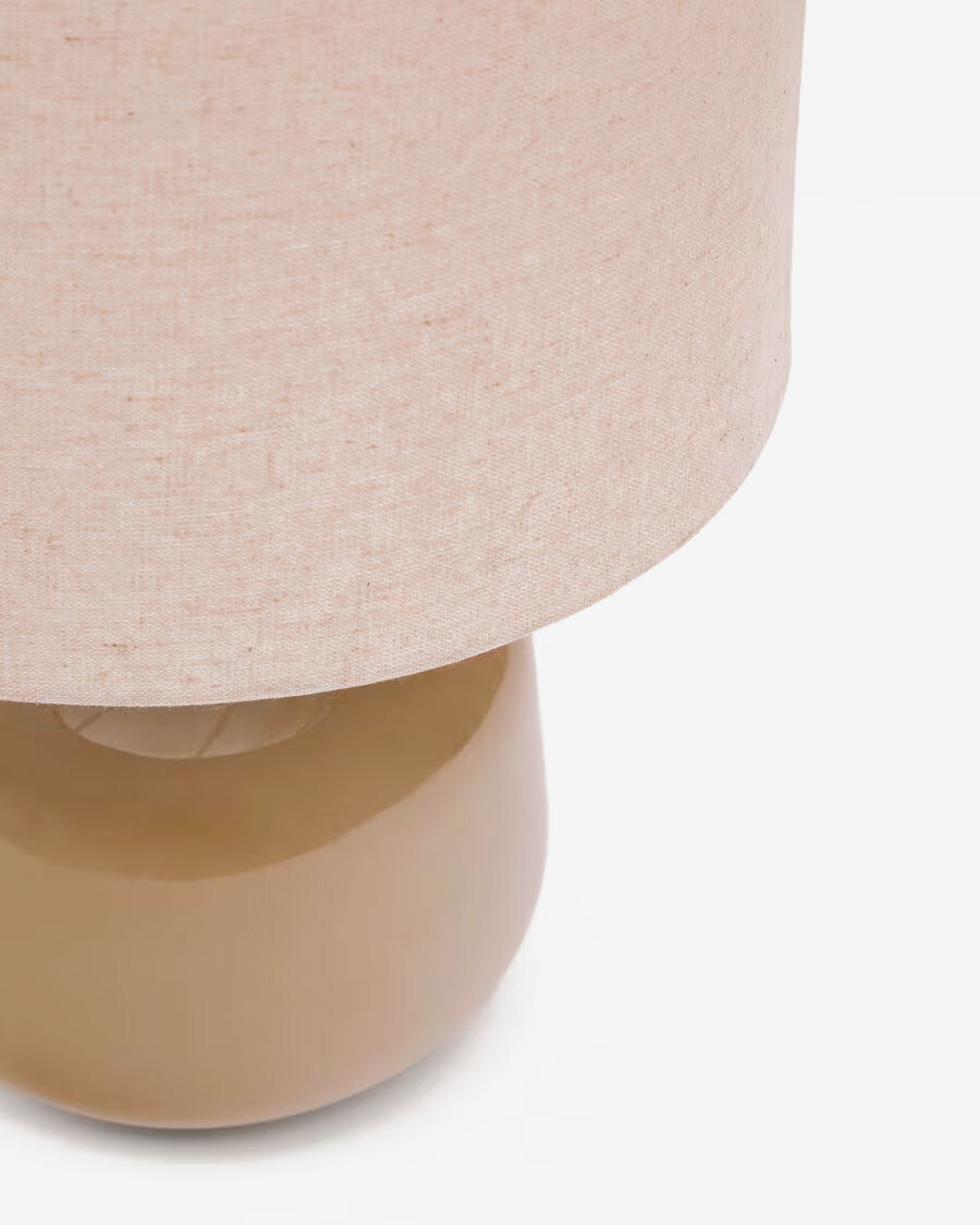 Lámpara de mesa Tay de cerámica verde y lino beige Lámpara de mesa Tay de cerámica verde y lino beige