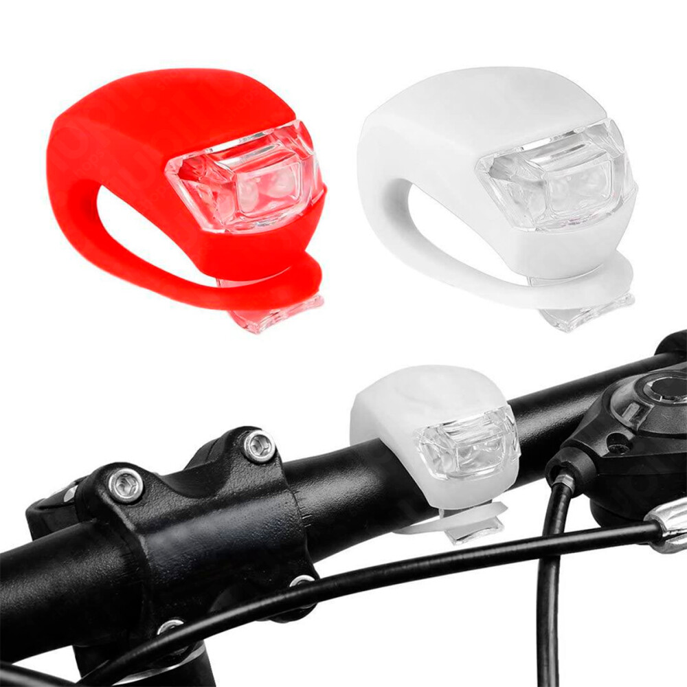 Kit Luces Bicicleta Silicona Rojas Pilas Led Moto Viaje Kit Luces Bicicleta Silicona Rojas Pilas Led Moto Viaje