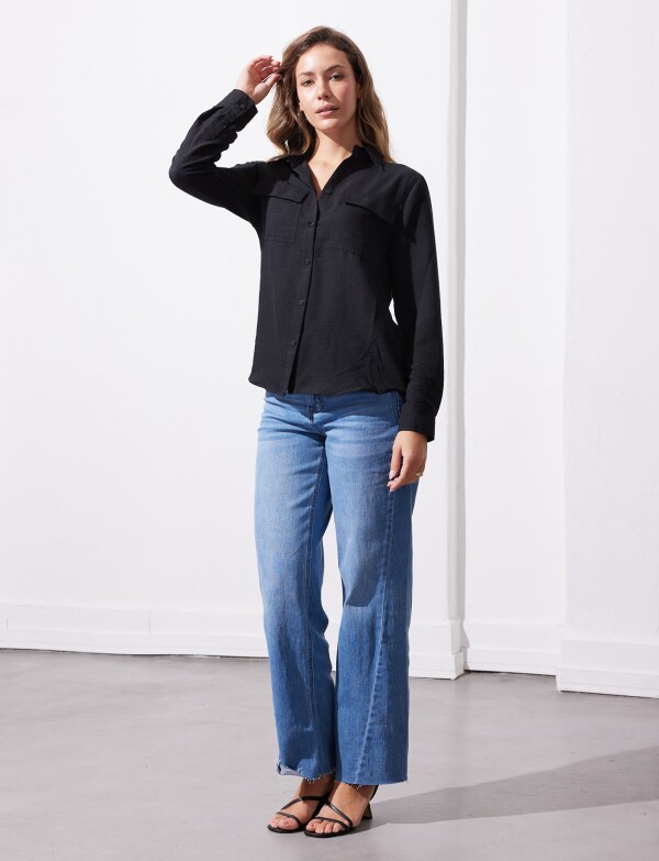 Camisa Bolsillos NEGRO