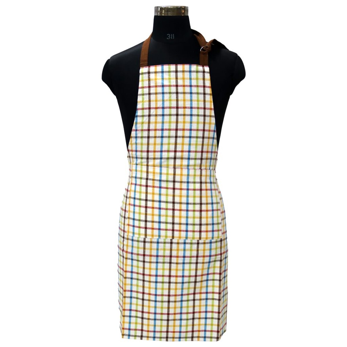 DELANTAL ALGODÓN 60X85CM CUADROS MULTICOLOR 