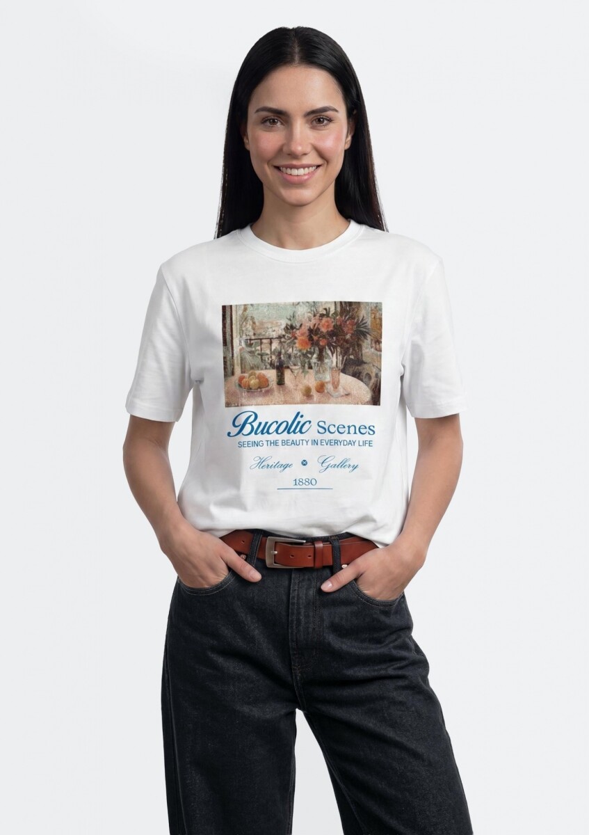 BLUSA ESTAMPADA DE MANGA CORTA - BLANCO 