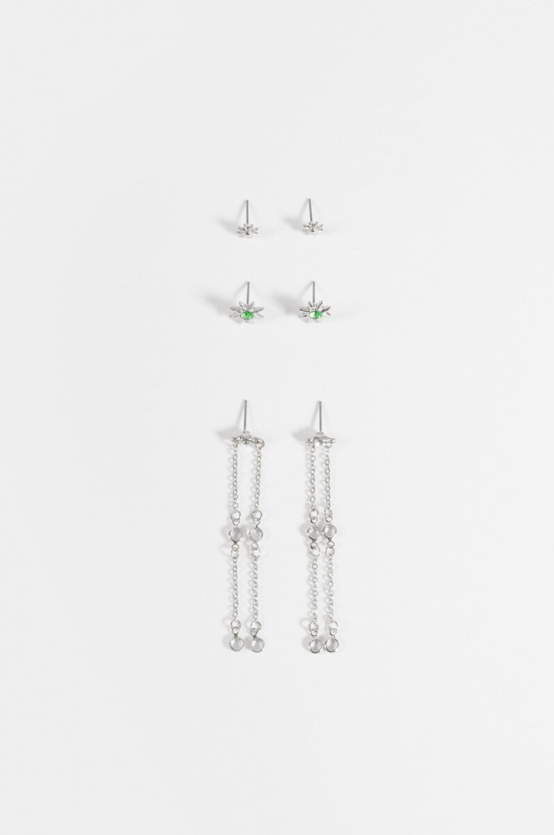 Set de 3 caravanas mystic - plateado 