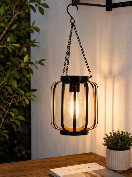 FAROL CON PANEL SOLAR NEGRO