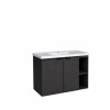 Mueble de baño suspendido Aster negro 80cm con bacha de resina Mueble De Baño Suspendido Aster Negro 80cm Con Bacha De Resina
