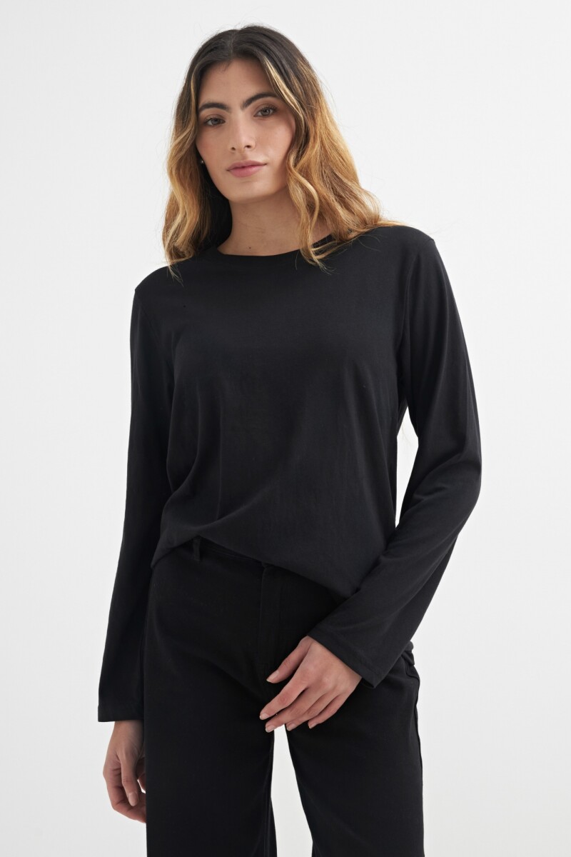 Remera manga larga básica - Negro 