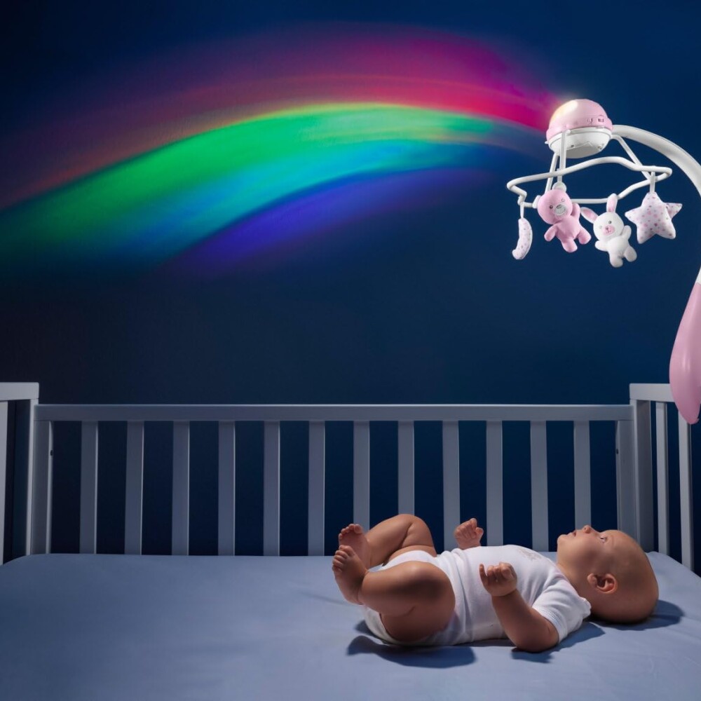 Movil musical chicco arco iris rosa