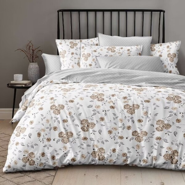 Juego de Sabanas 1 Plaza Suaves Estampado Calidad Frescas Variante Diseño Flores Color Beige