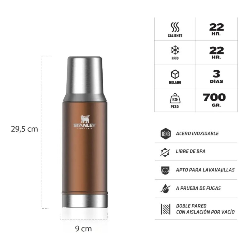 Set Stanley Termo tapa mate 2en1 800ml + Bombilla Bronce