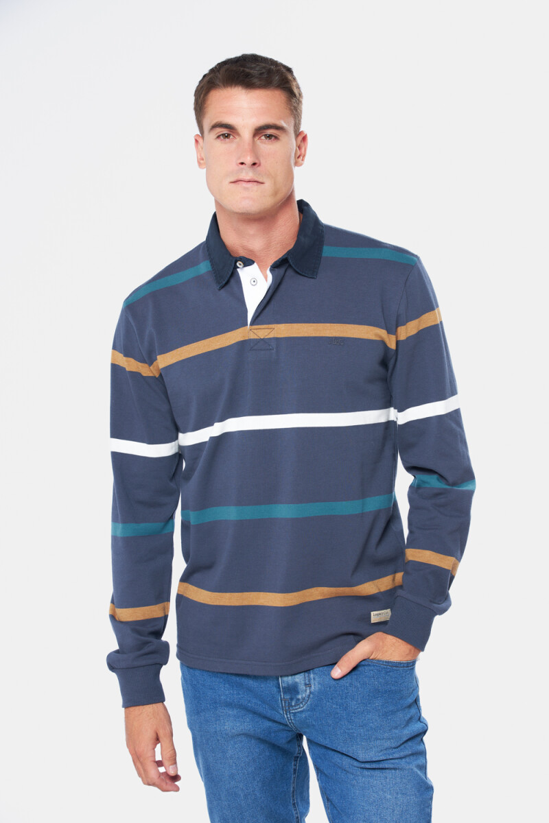 REMERA RAYADA - Azul 