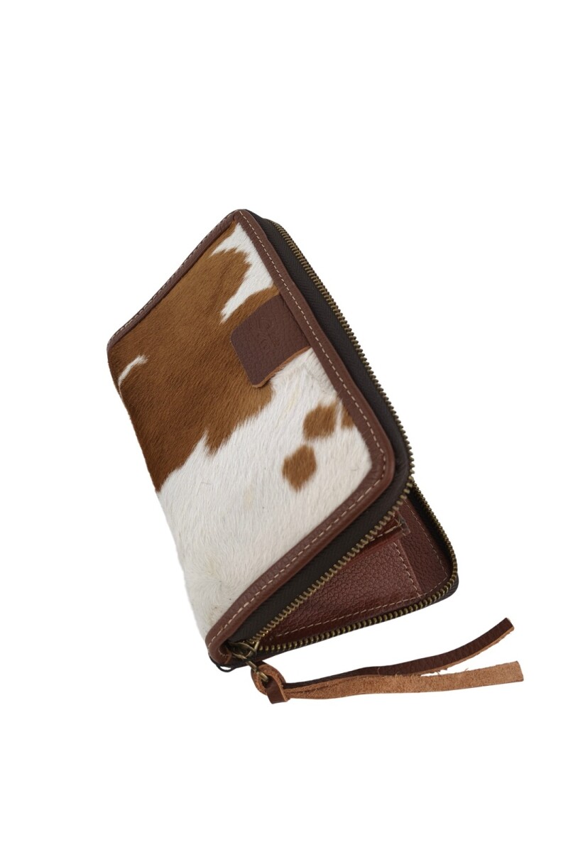 Monedero de piel genuina Marrón claro
