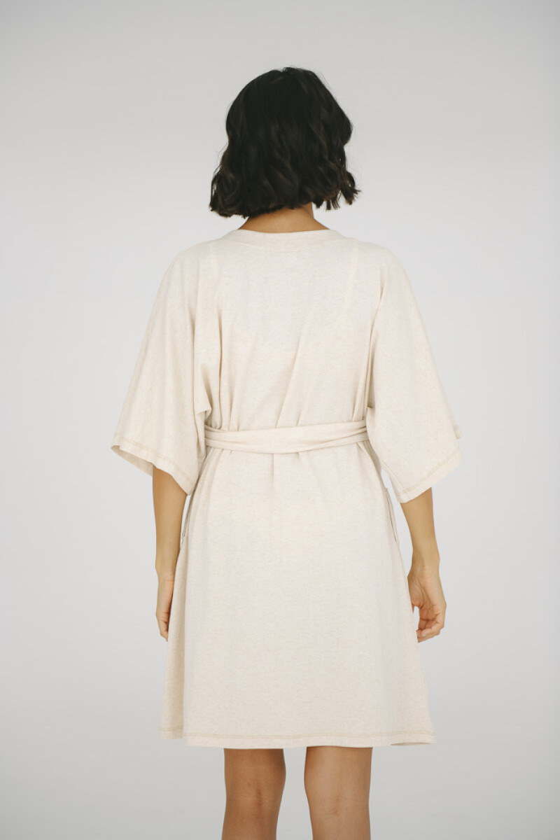 Bata Maternal Aurora Algodón – Embarazo y Lactancia Beige Melange