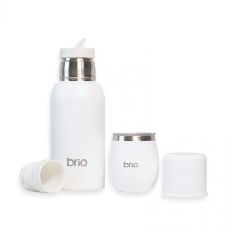 Set De Termo 750 Ml Y Mate Con Tapa brio Acero Inox Blanco