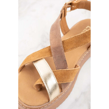 Sandalia Cuero Combinada Camel