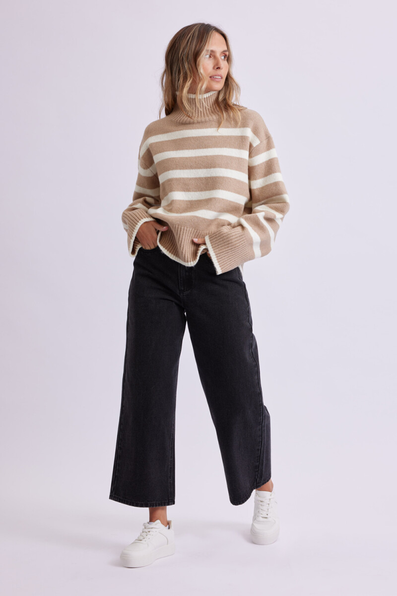 Buzo de punto cuello alto Beige Y Crudo
