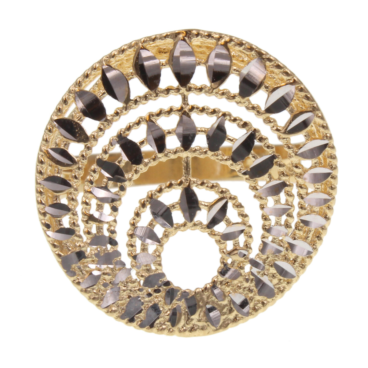 Anillo Tuscan redondo labrado en oro 18K 