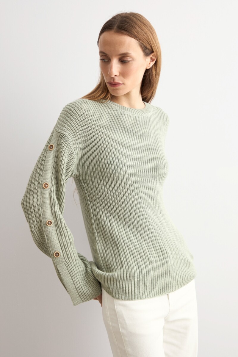 Sweater con botones verde pastel
