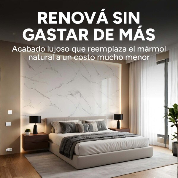 Placa PVC Símil Mármol 2,44 x 1,22 m Mármol Blanco Gris Claro 1