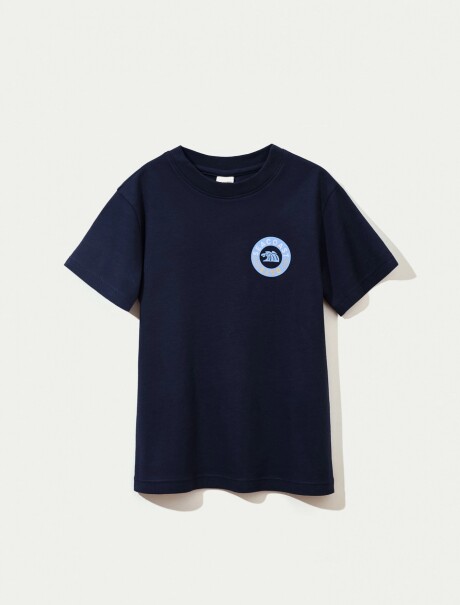 CAMISETA MANGA CORTA INFANTIL CON ESTAMPA AZUL