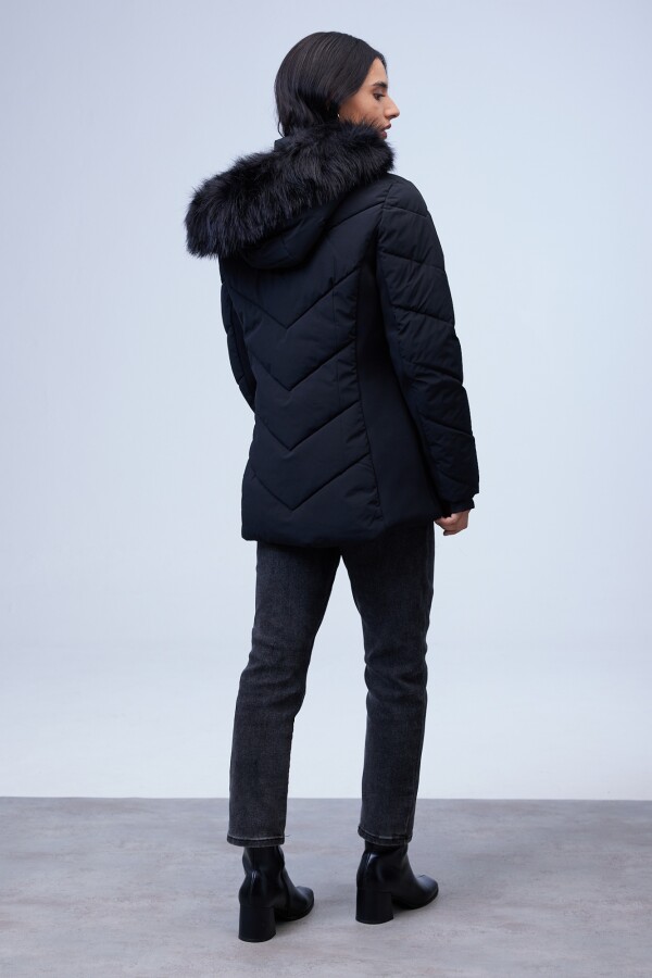 Campera Abrigo Faux Fur NEGRO