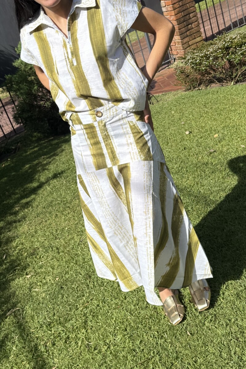 FALDA POMELA PRINT Rayas Pistac