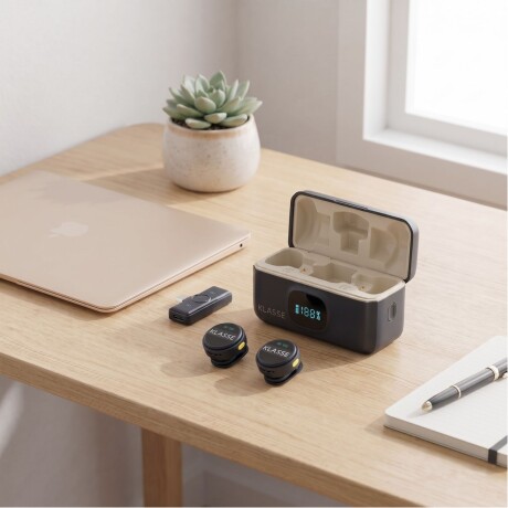 Set x2 Micrófonos Solapero Klasse con Estuche de Carga | USB-C + Lightning | Corbatero Set x2 Micrófonos Solapero Klasse con Estuche de Carga | USB-C + Lightning | Corbatero