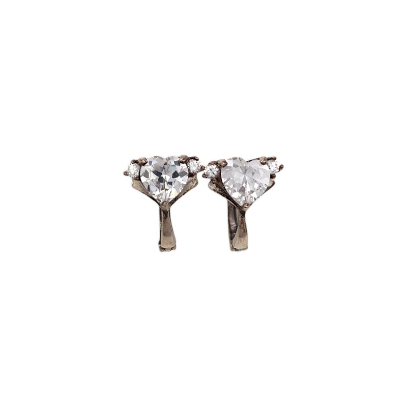 Caravanas Corazón-Plata 925-Piedra Zirconia-CA3144 Conpiedra