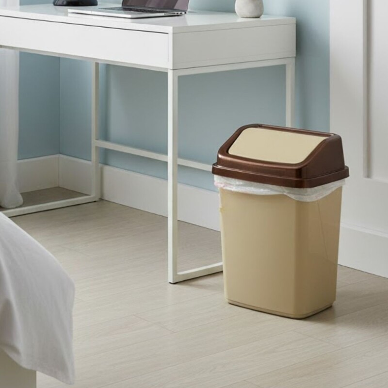 Tarro de residuos 10L con tapa vaivén BEIGE