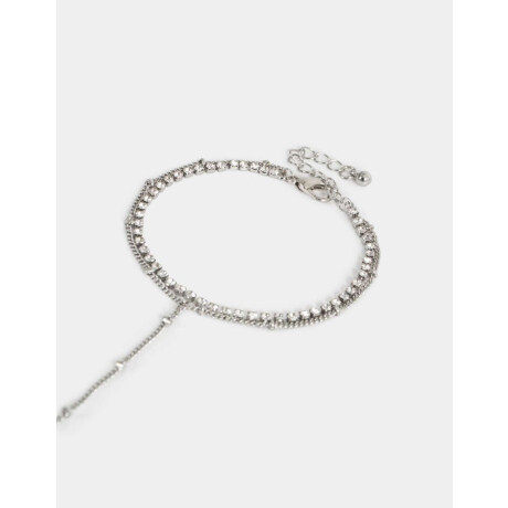 Pulsera Flexible Con Anillo Unido Plateado