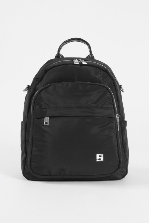 Mochila - bandolera grande con correa cordon negro