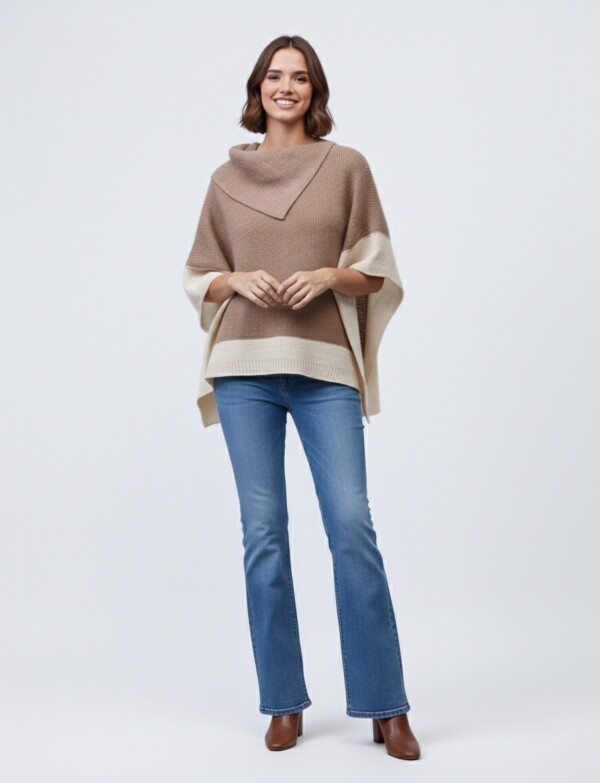 Poncho Colorblock TOSTADO/MULTI