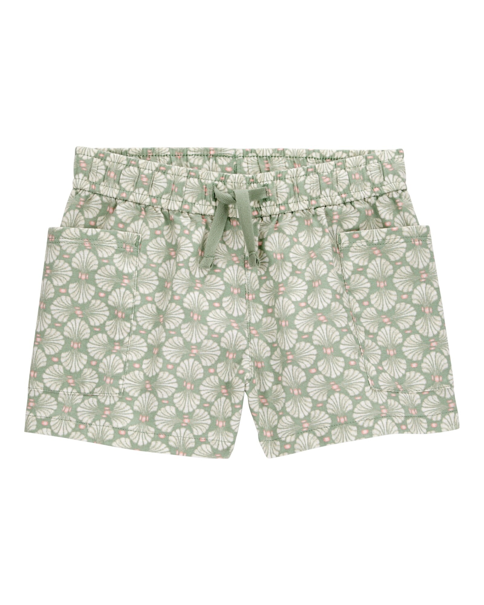 Short de algodón, con cordón, diseño floral Sin color