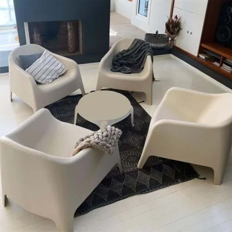 2 Sillones Skarpo + Mesa redonda Puket BEIGE