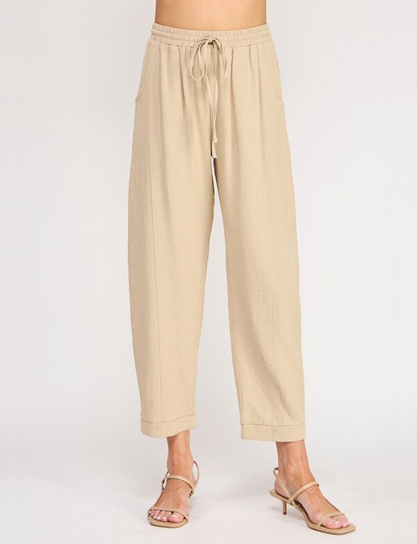 Pantalon Lino Pretina Elastizada BEIGE