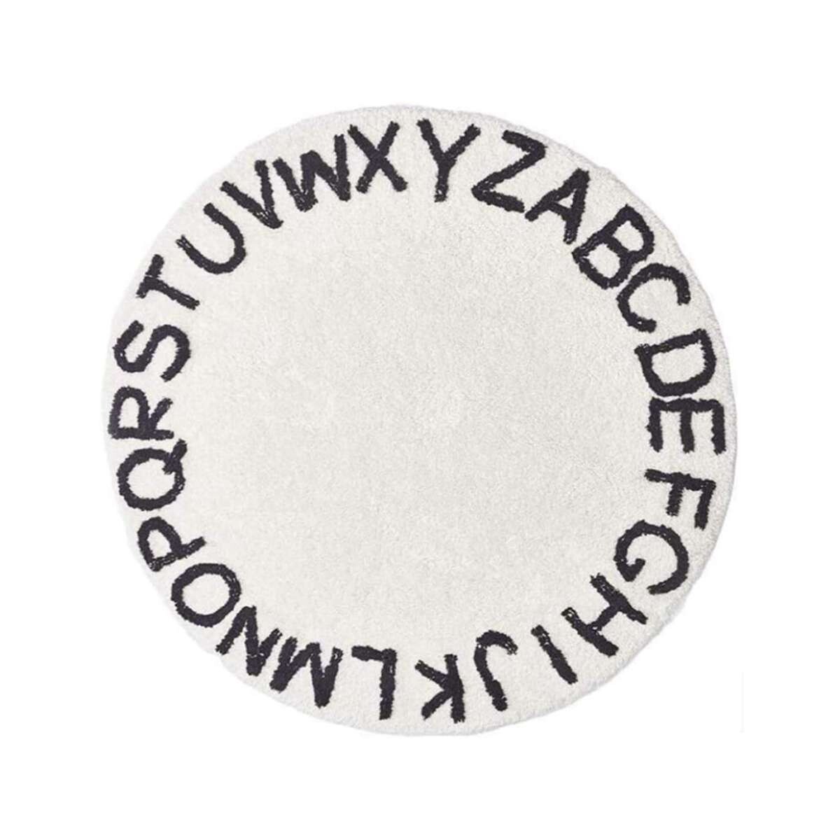 Alfombra Circular Abecedario 120 Cm De Diámetro - Blanco 