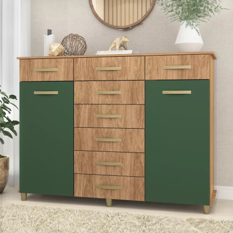 CÓMODA CAJONERA GUARDARROPA 8 CAJONES 2 PUERTAS COLOR MADERA VERDE