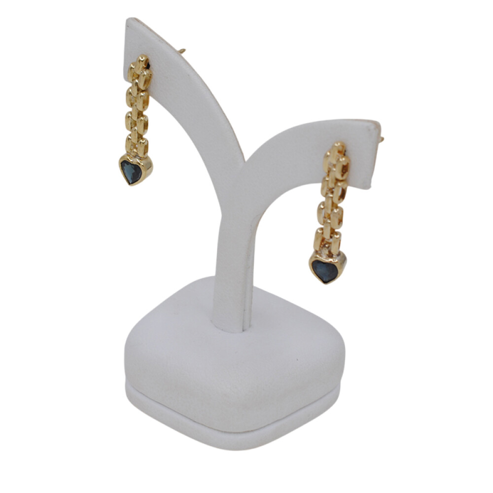 Caravanas en oro 18k amarillo y zafiros con forma de corazón Caravanas en oro 18k amarillo y zafiros con forma de corazón