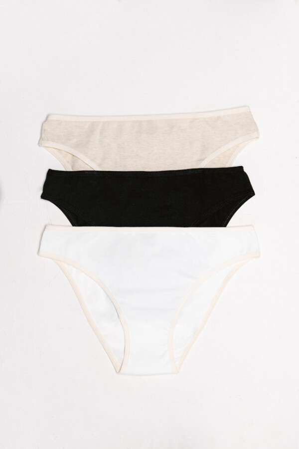 Pack de 3 Vedetina Antonia [B24] Algodón Crema, Beige Melange y Negro
